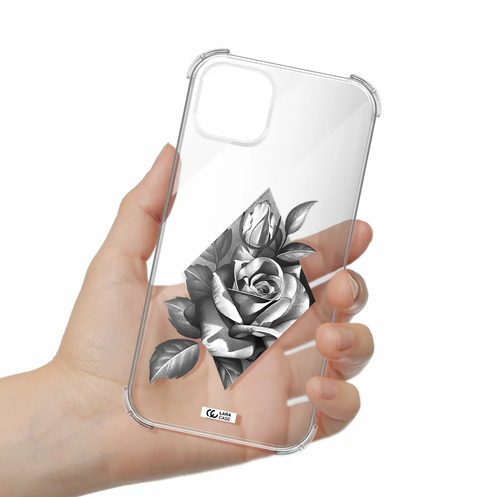 a drawing of a rose Apple iPhone 14 plus Clear PC Case