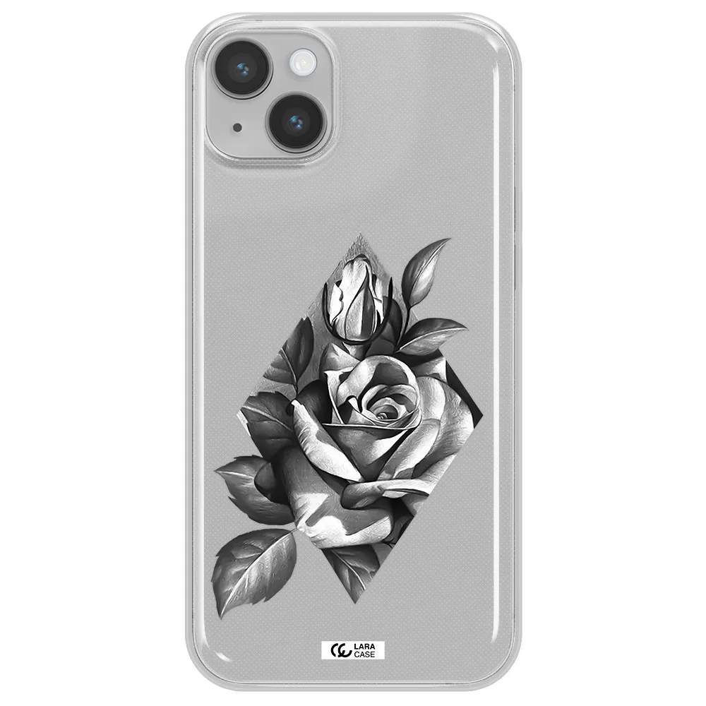 a drawing of a rose Apple iPhone 14 plus Clear TPU Case