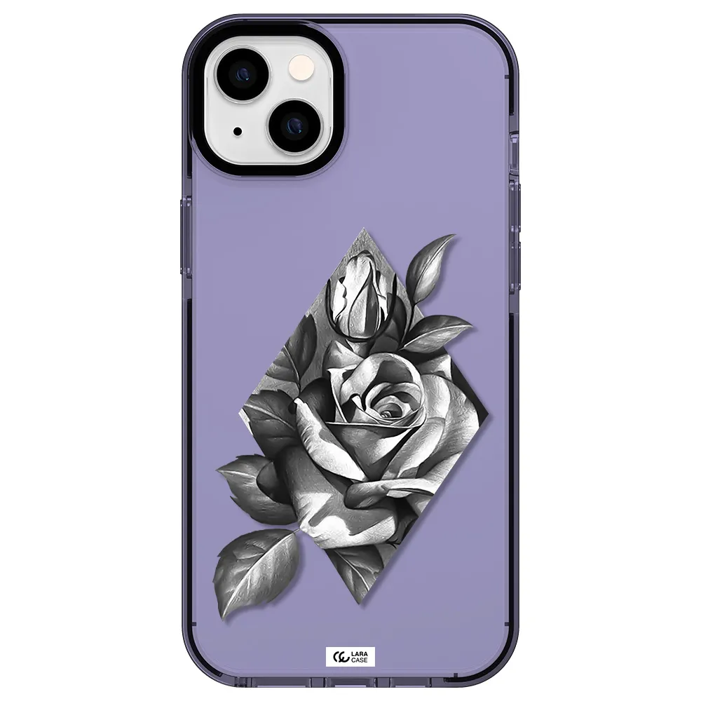 a drawing of a rose Apple iPhone 14 plus impact Lilac Case