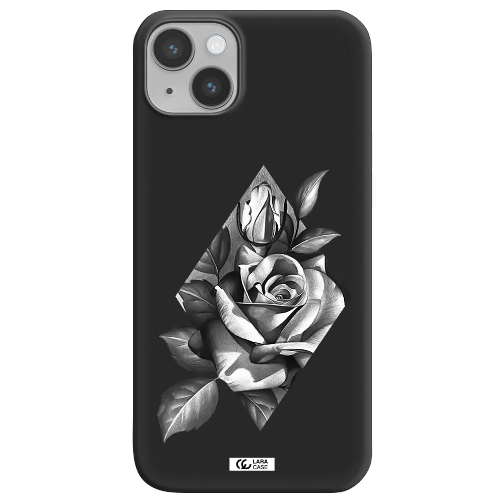 a drawing of a rose Apple iPhone 14 plus Silicone black Case