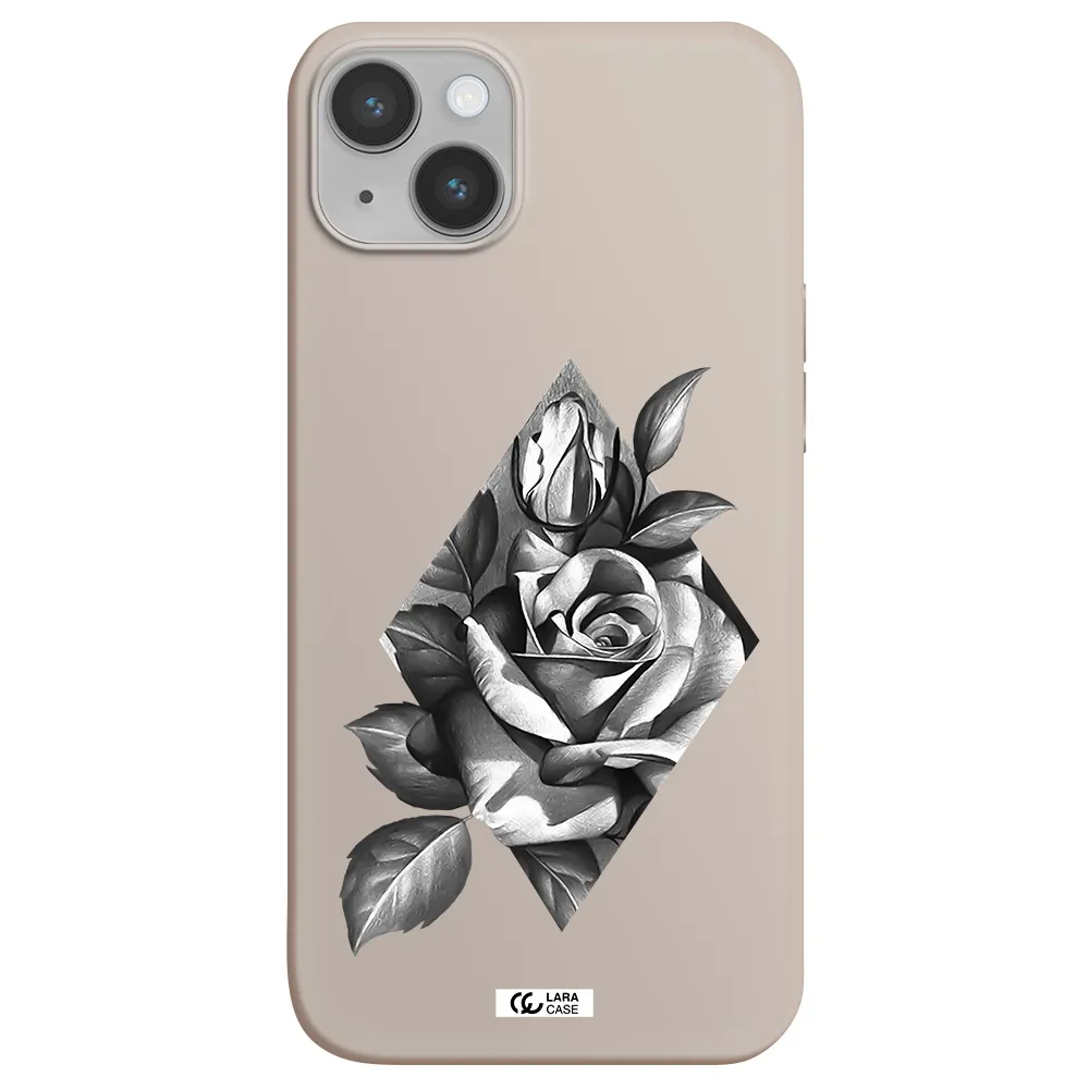 a drawing of a rose Apple iPhone 14 plus Silicone Stone Case