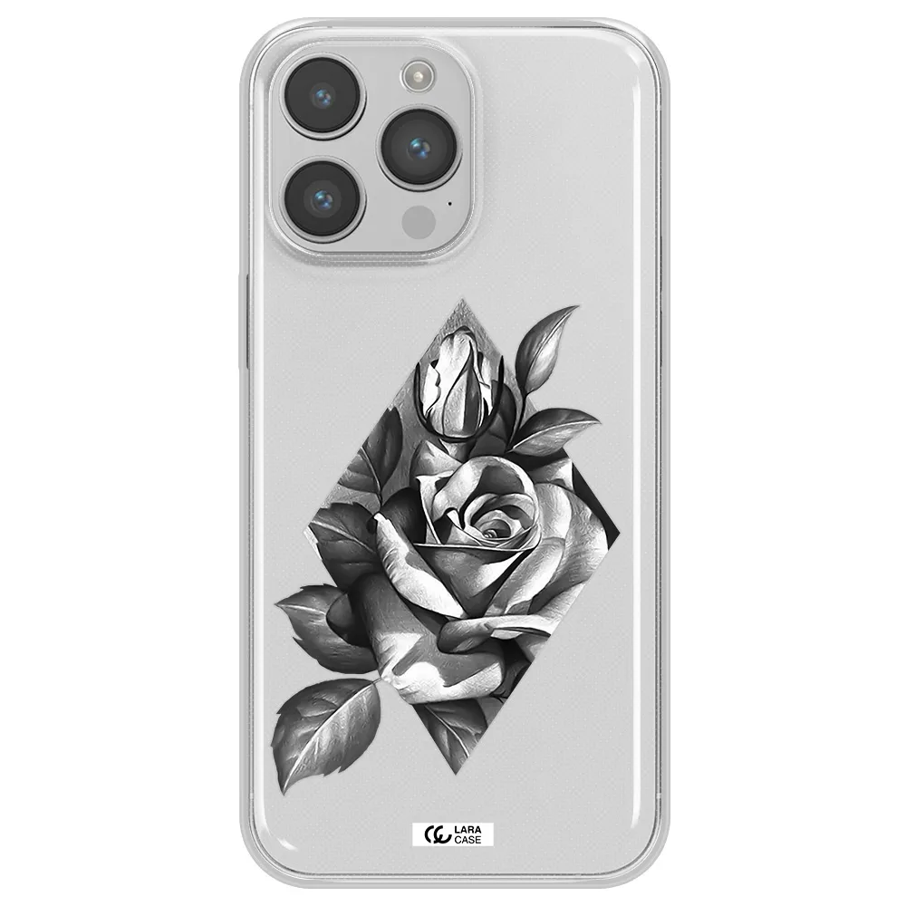 a drawing of a rose Apple iPhone 14 pro Clear TPU Case