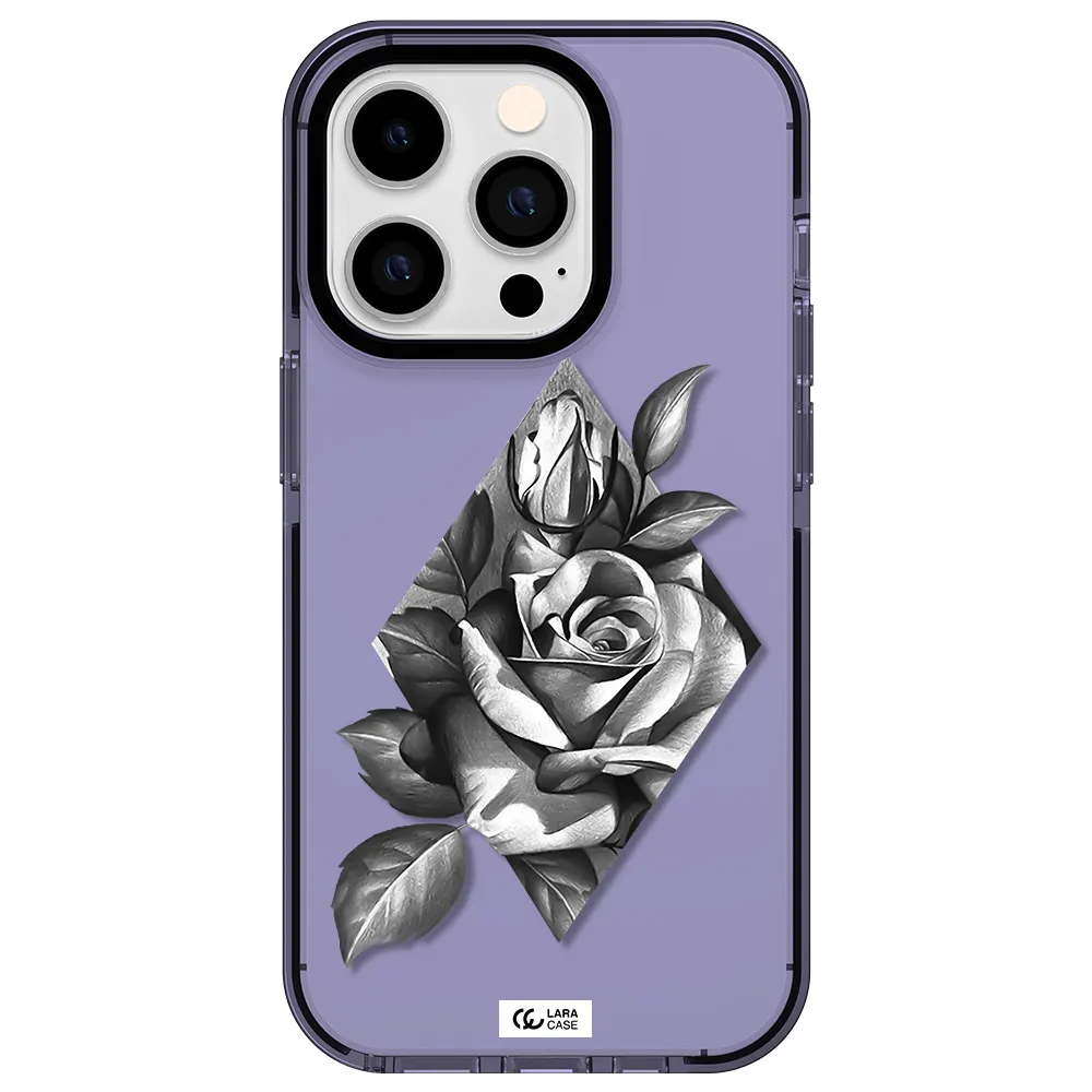 a drawing of a rose Apple iPhone 14 pro impact Lilac Case