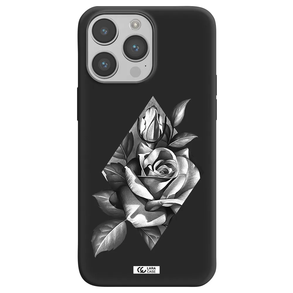 a drawing of a rose Apple iPhone 14 pro max Silicone black Case