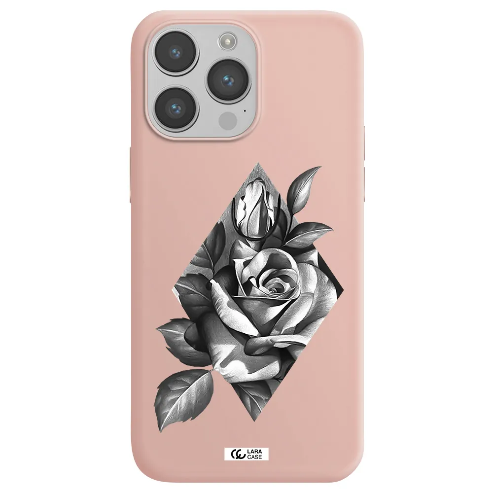 a drawing of a rose Apple iPhone 14 pro Silicone pastel pink Case