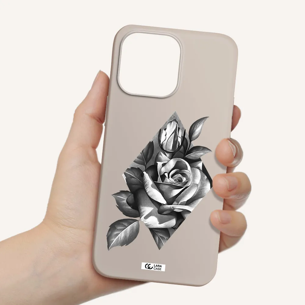 a drawing of a rose Apple iPhone 14 pro Silicone Stone Case