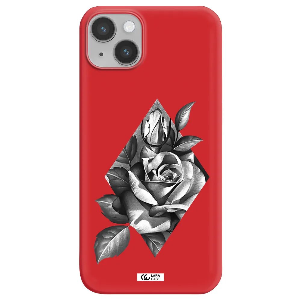 a drawing of a rose Apple iPhone 14 Silicone Imperial Red Case