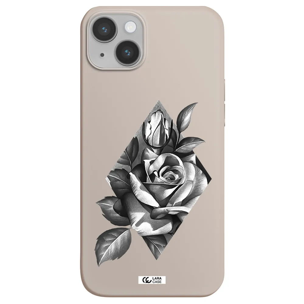 a drawing of a rose Apple iPhone 14 Silicone Stone Case