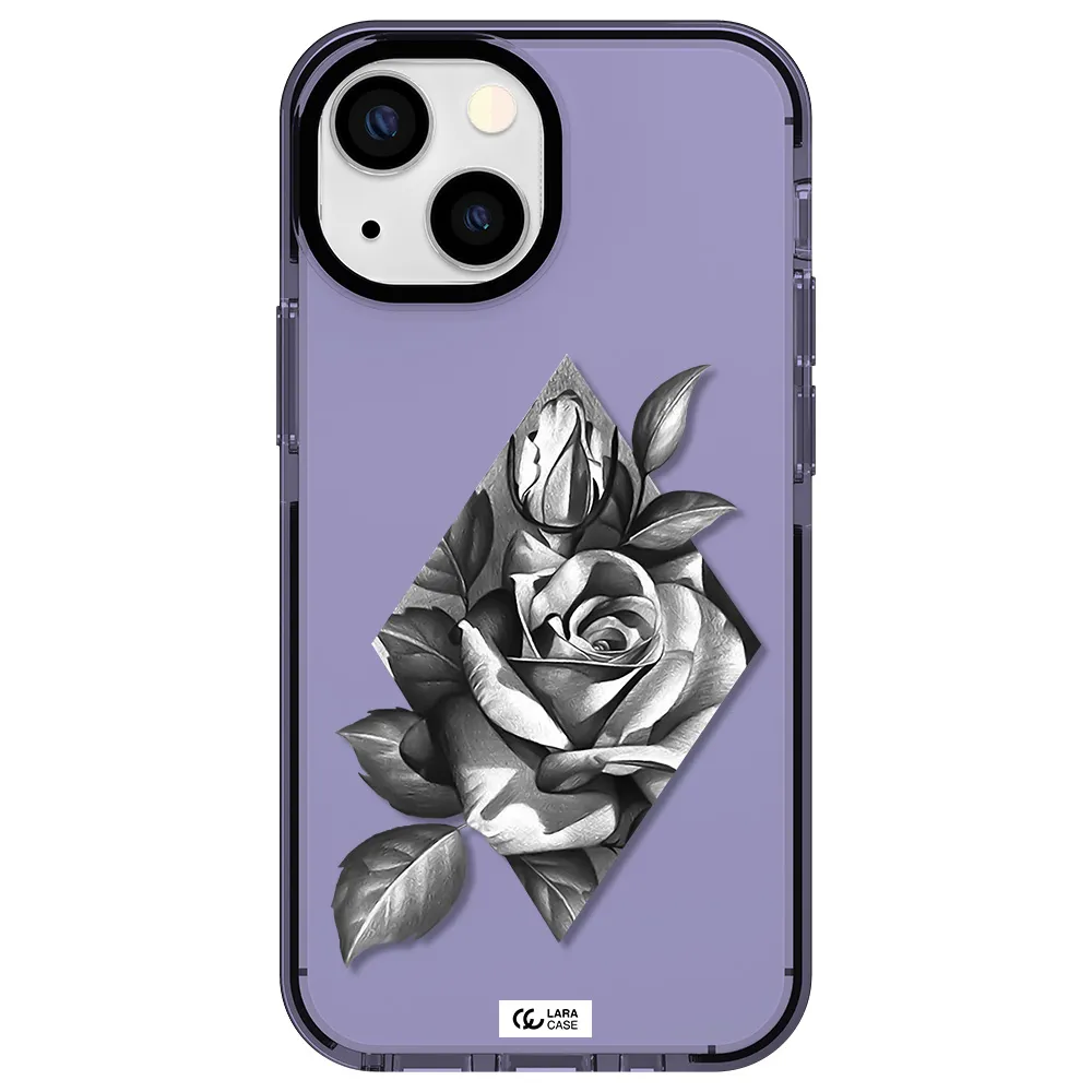 a drawing of a rose Apple iPhone 15 impact Lilac Case