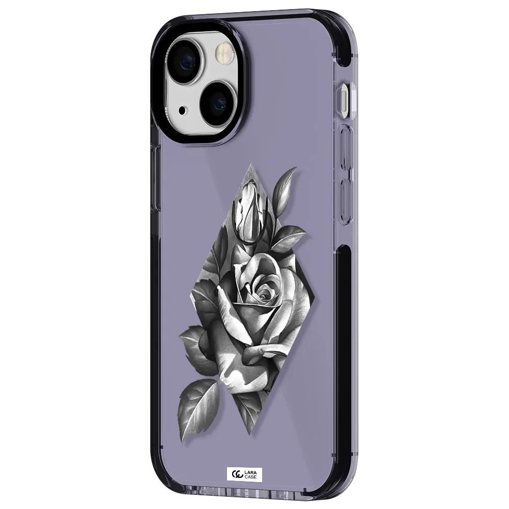 a drawing of a rose Apple iPhone 15 impact Lilac Case