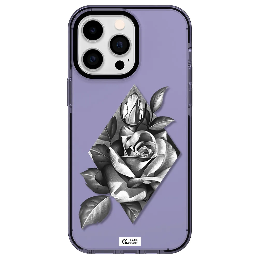 a drawing of a rose Apple iPhone 15 Pro Max impact Lilac Case