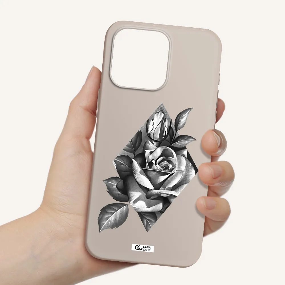a drawing of a rose Apple Iphone 15 Pro max Silicone Stone Case