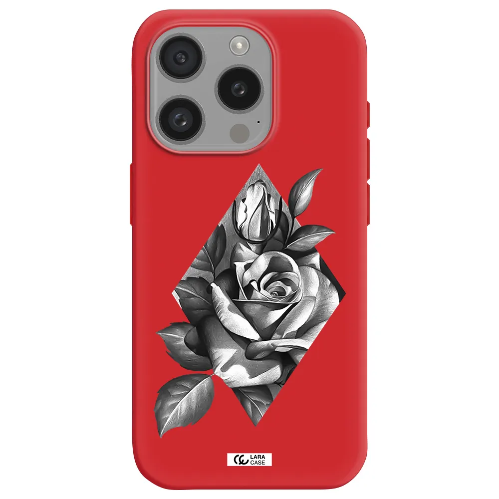 A Drawing Of A Rose Apple Iphone 15 Pro Silicone Imperial Red Case
