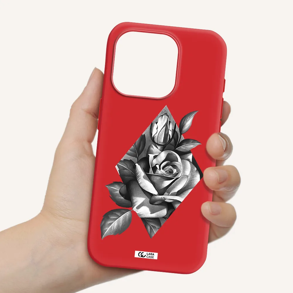 A Drawing Of A Rose Apple Iphone 15 Pro Silicone Imperial Red Case