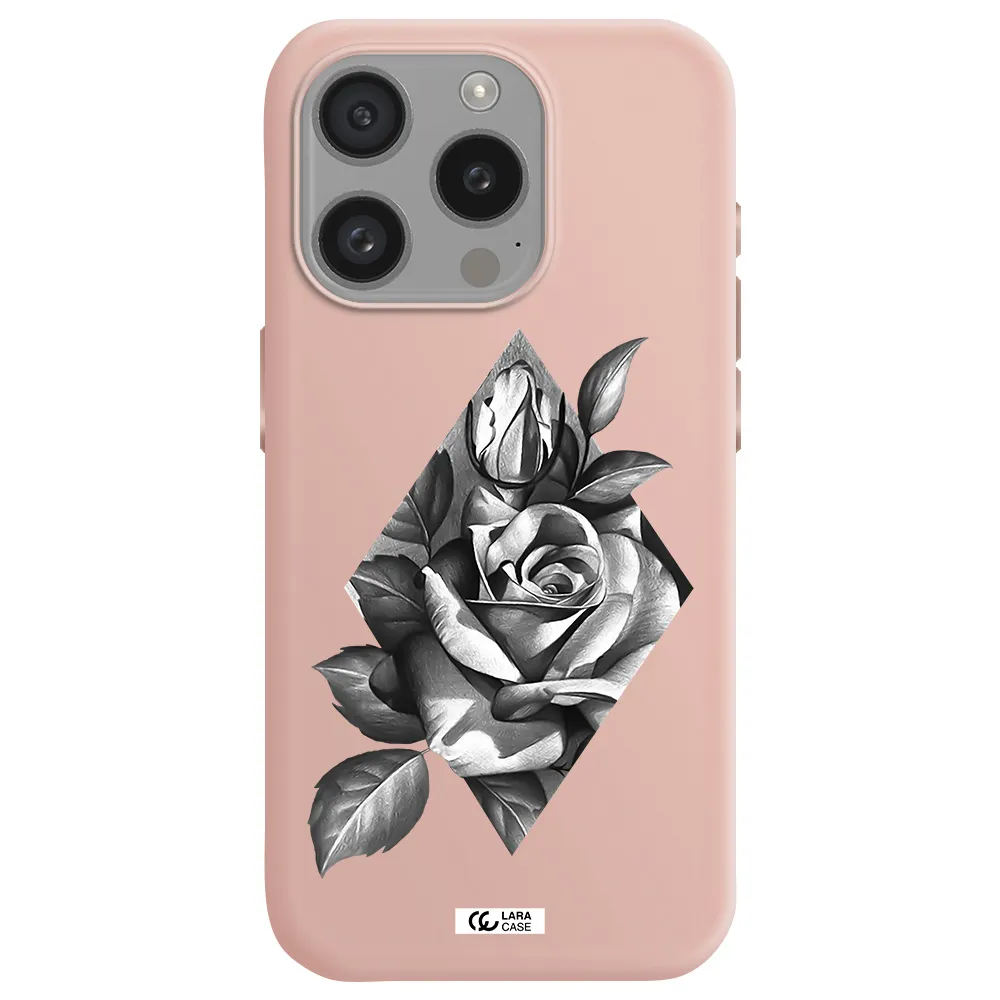 A Drawing Of A Rose Apple Iphone 15 Pro Silicone Pastel Pink Case