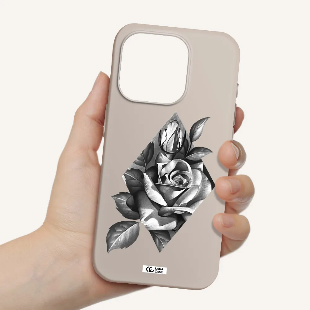 A Drawing Of A Rose Apple Iphone 15 Pro Silicone Stone Case