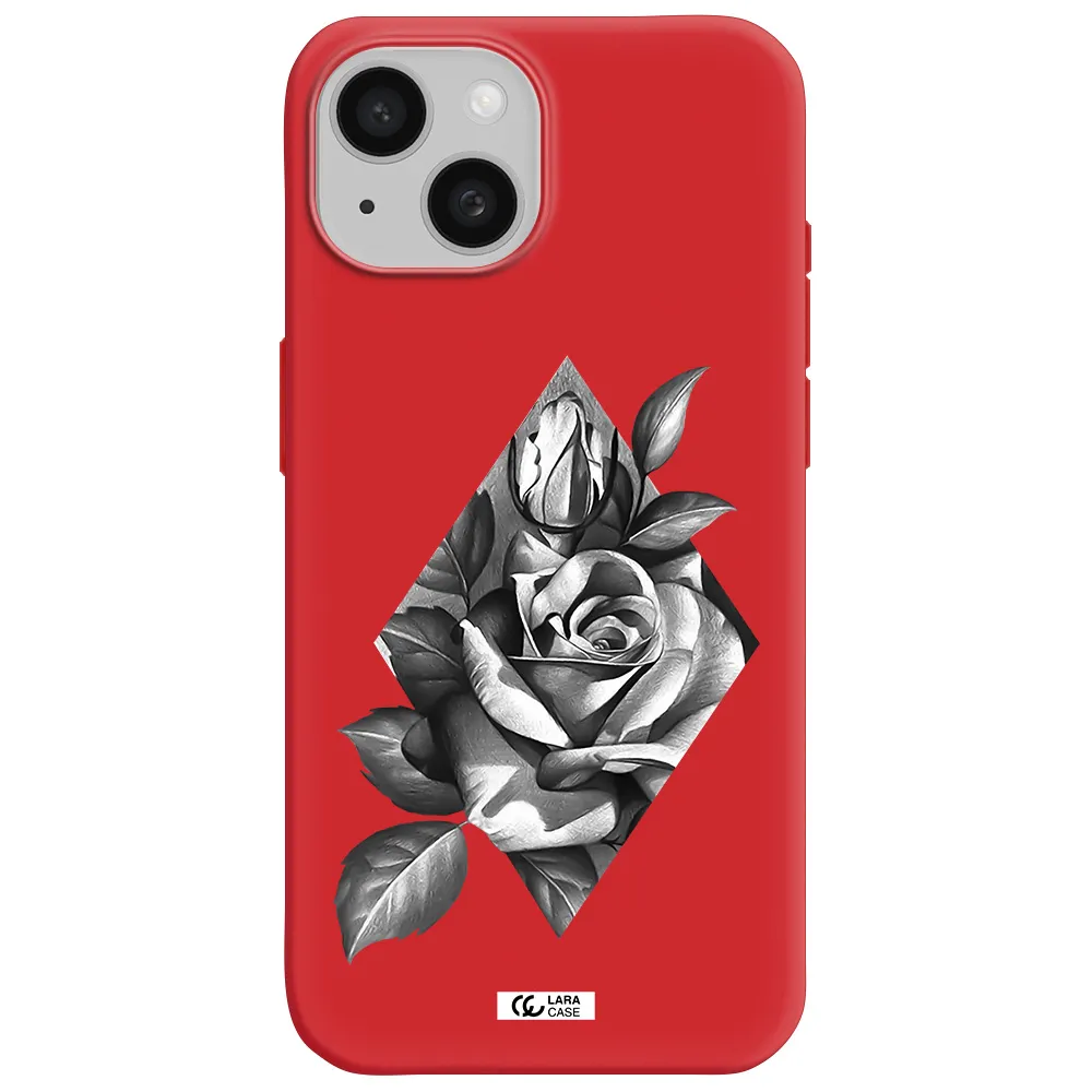 A Drawing Of A Rose Apple Iphone 15 Silicone Imperial Red Case