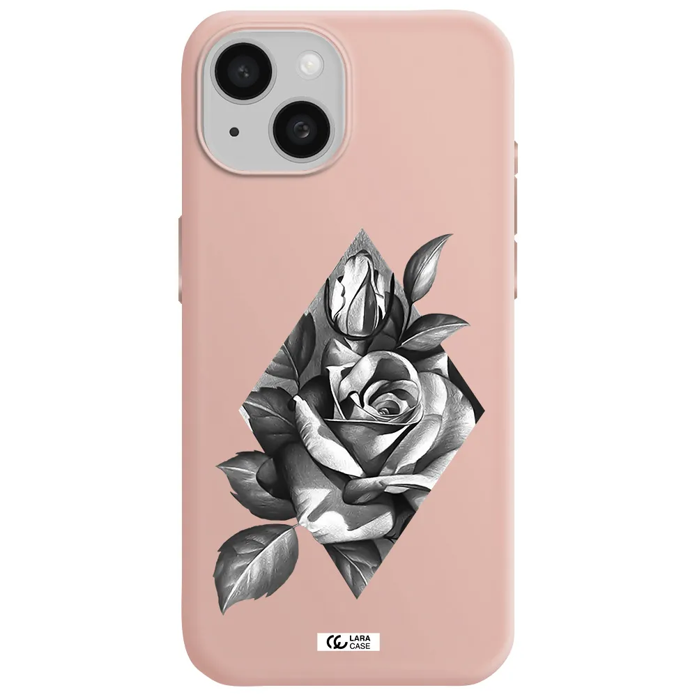 A Drawing Of A Rose Apple Iphone 15 Silicone Pastel Pink Case