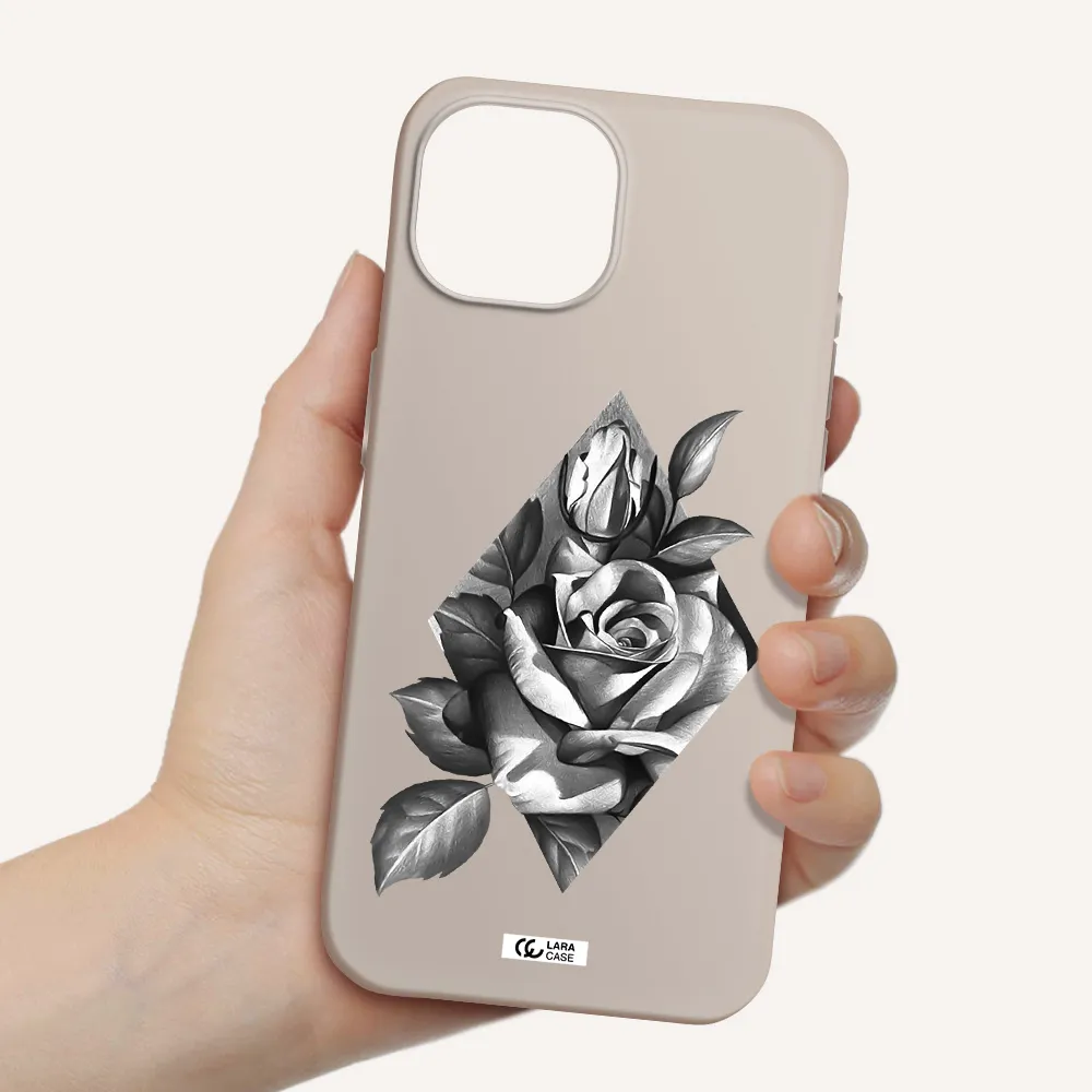 a drawing of a rose Apple iPhone 15 Silicone Stone Case