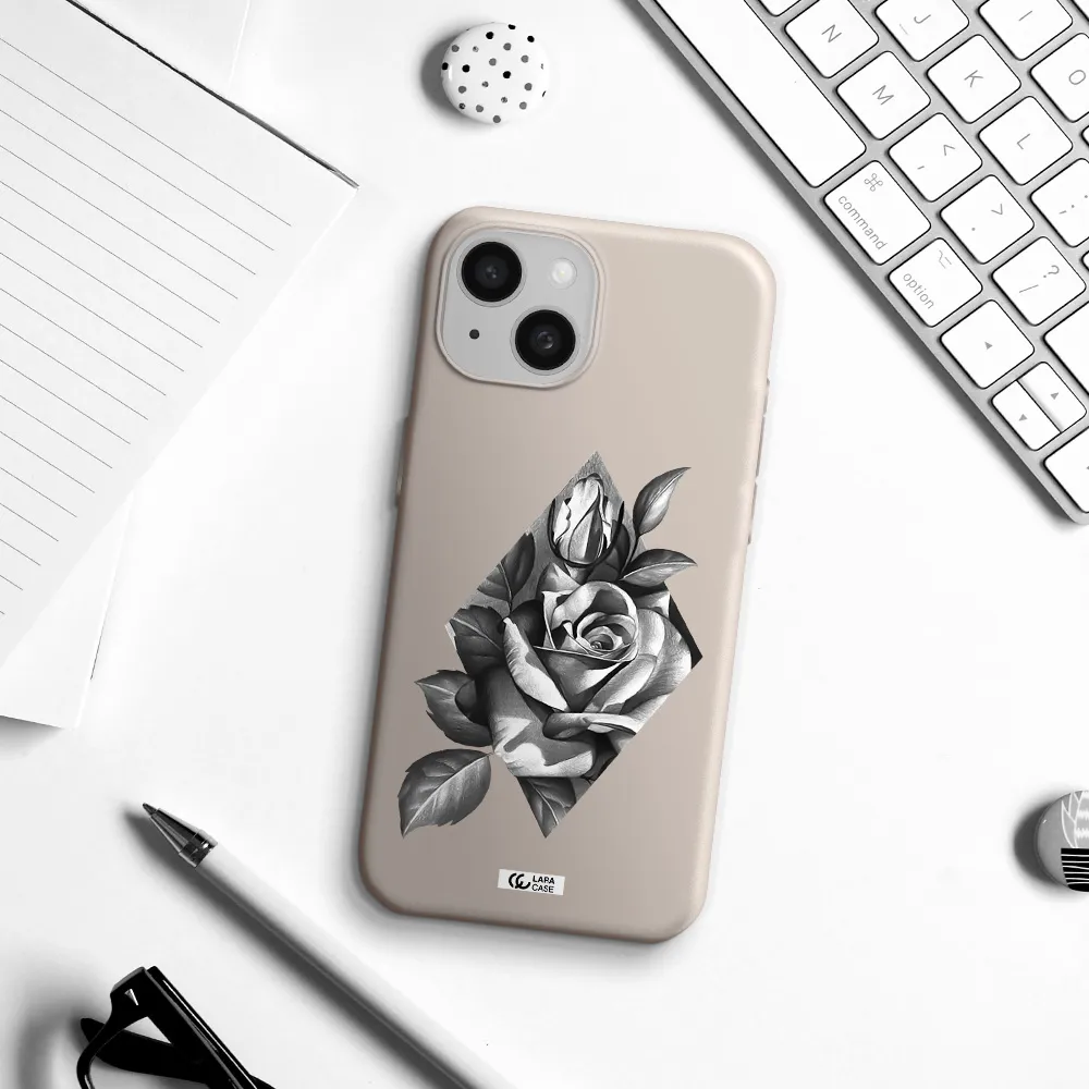 a drawing of a rose Apple iPhone 15 Silicone Stone Case