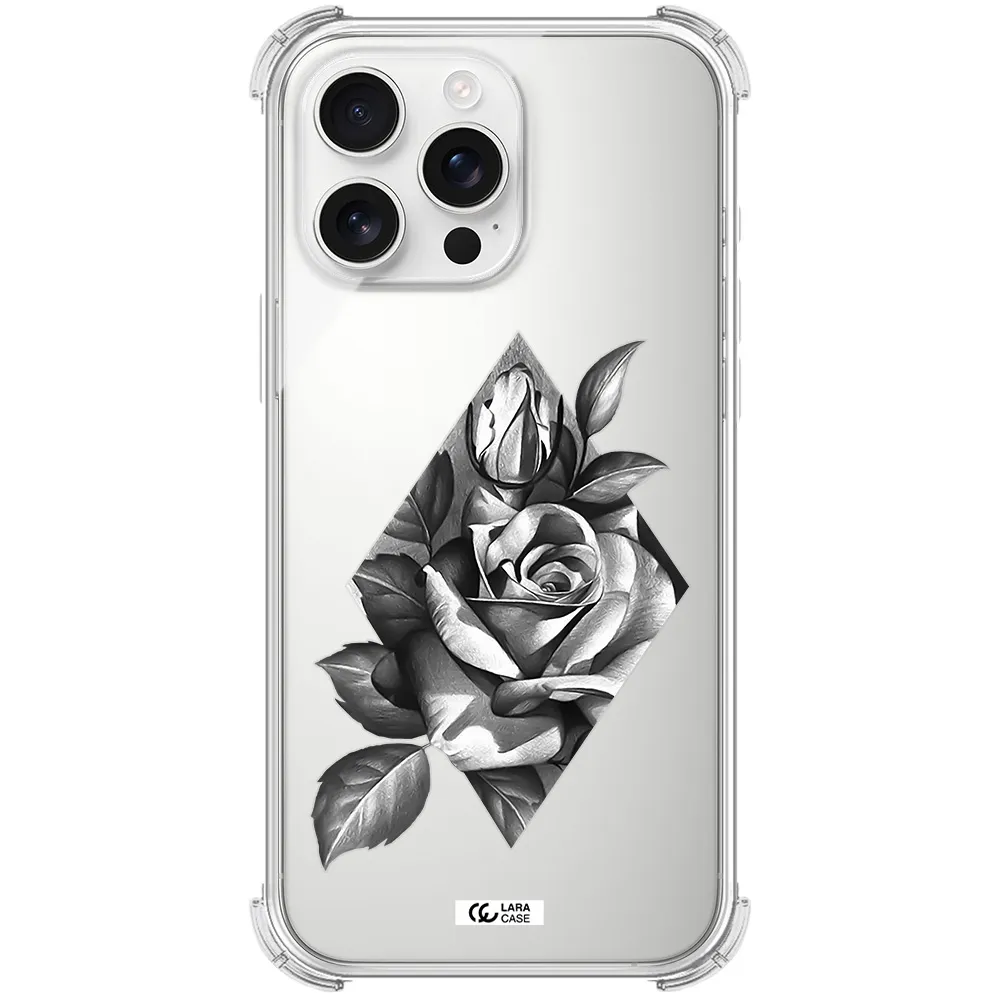 A Drawing Of A Rose Apple Iphone 16 Pro Max Clear Pc Case