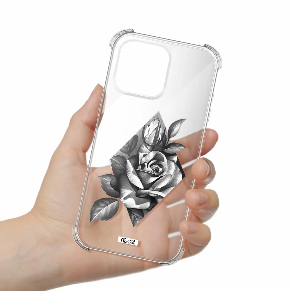 A Drawing Of A Rose Apple Iphone 16 Pro Max Clear Pc Case
