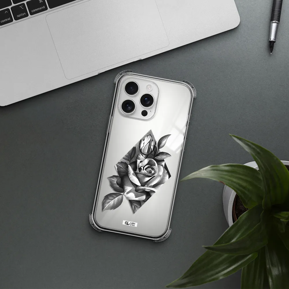 A Drawing Of A Rose Apple Iphone 16 Pro Max Clear Pc Case