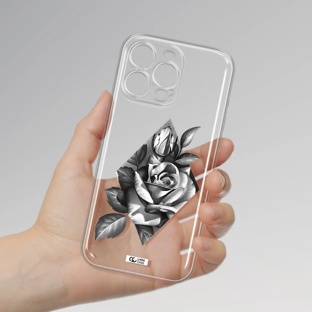 A Drawing Of A Rose Apple Iphone 16 Pro Max Clear Tpu Case