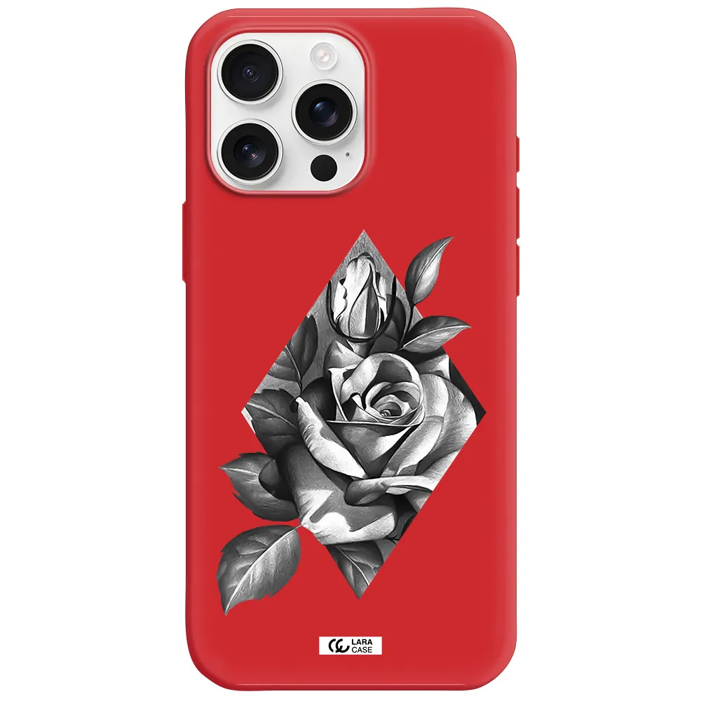 A Drawing Of A Rose Apple Iphone 16 Pro Max Silicone Imperial Red Case