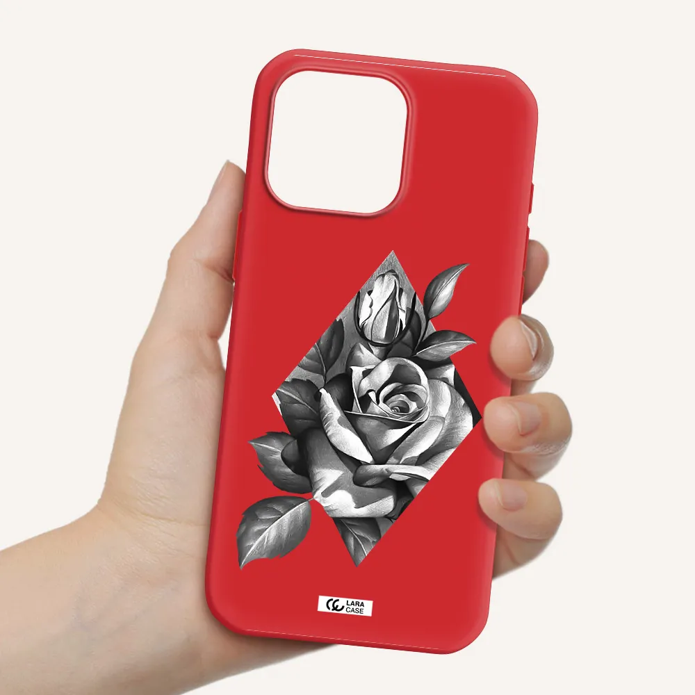 A Drawing Of A Rose Apple Iphone 16 Pro Max Silicone Imperial Red Case