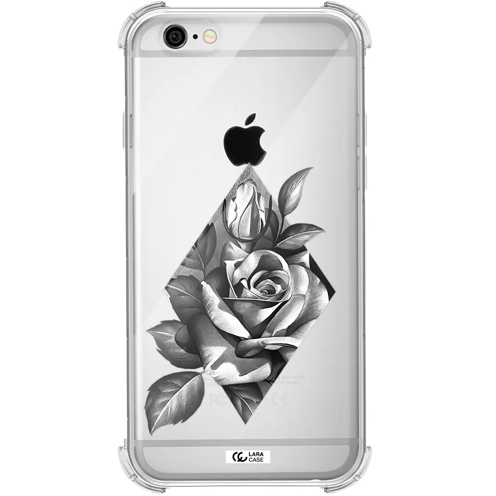 a drawing of a rose Apple iPhone 6 Clear PC Case