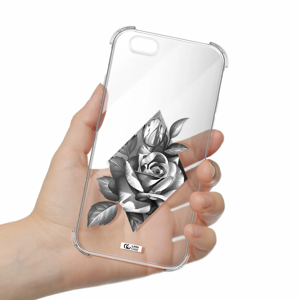 a drawing of a rose Apple iPhone 6 Clear PC Case