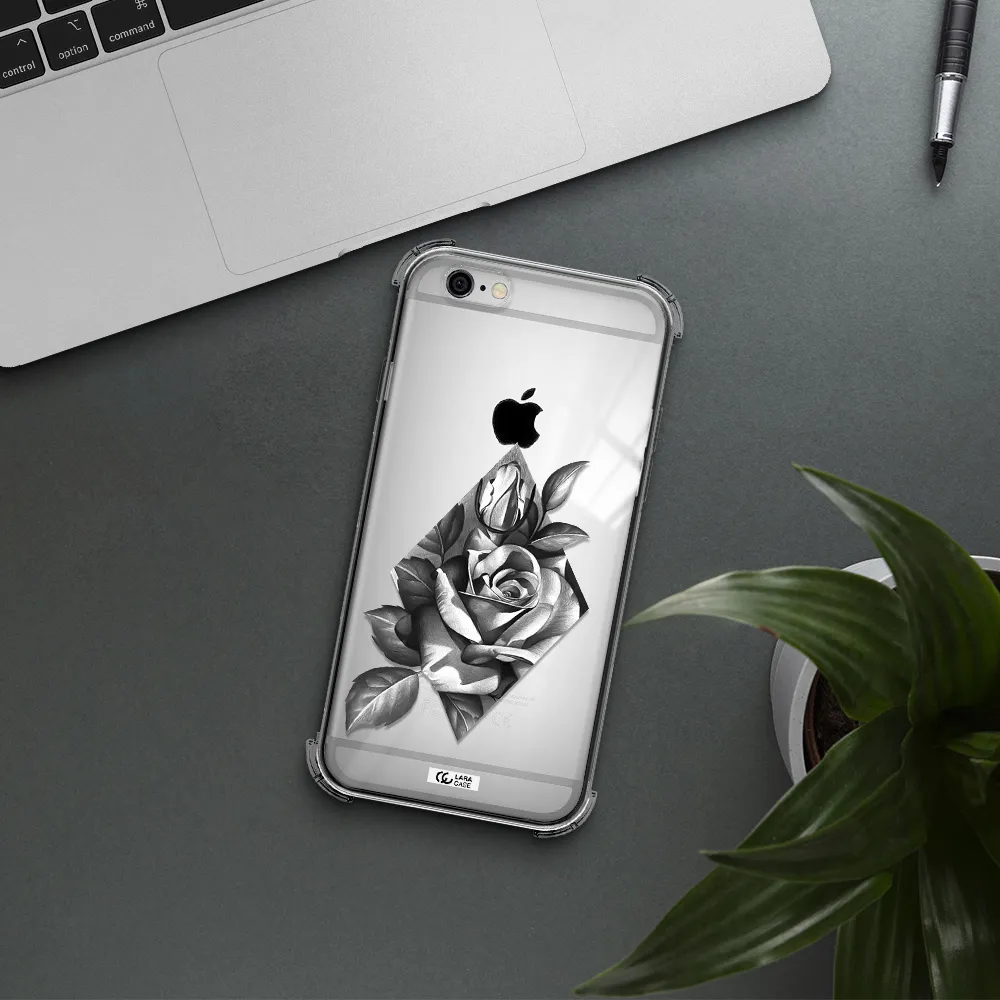 a drawing of a rose Apple iPhone 6 Clear PC Case