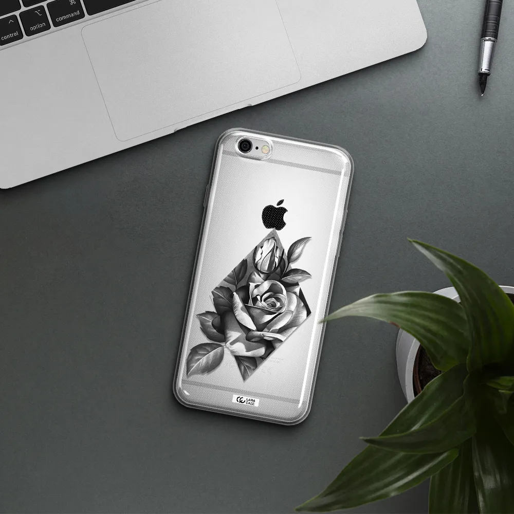 a drawing of a rose Apple iPhone 6 Clear TPU Case