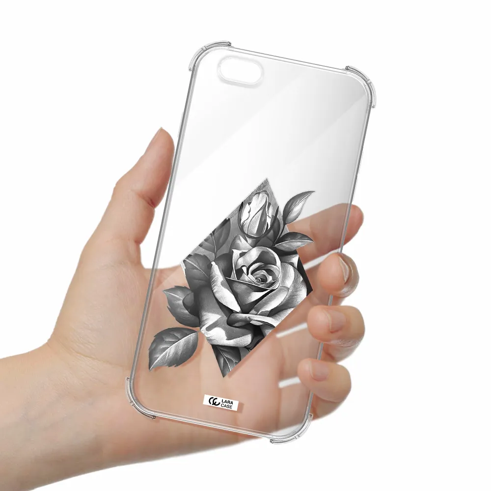 a drawing of a rose Apple iPhone 6 plus Clear PC Case