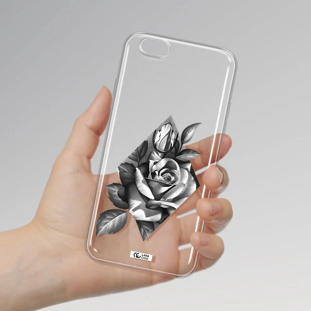 a drawing of a rose Apple iPhone 6 plus Clear TPU Case