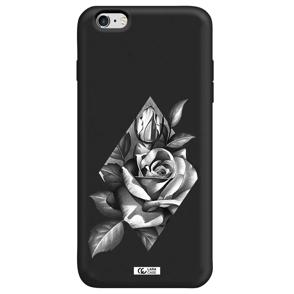 a drawing of a rose Apple iPhone 6 plus Silicone black Case