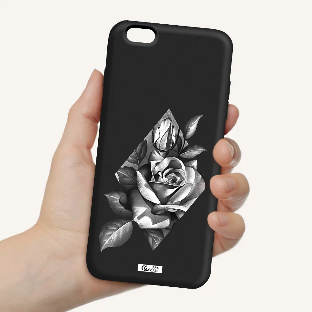 a drawing of a rose Apple iPhone 6 plus Silicone black Case