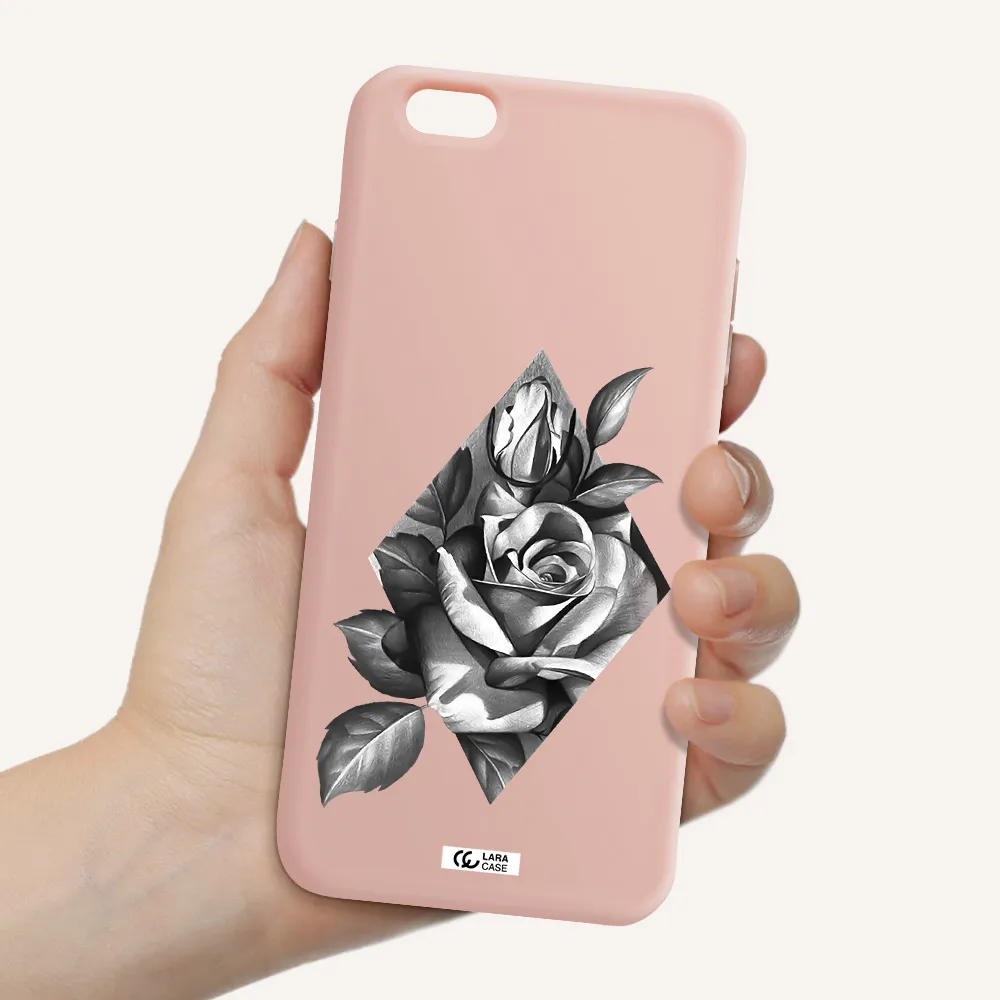 a drawing of a rose Apple iPhone 6 plus Silicone pastel pink Case