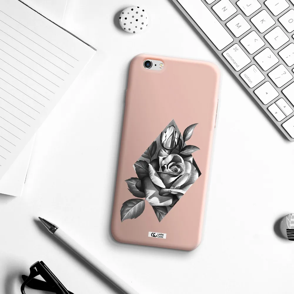 a drawing of a rose Apple iPhone 6 plus Silicone pastel pink Case