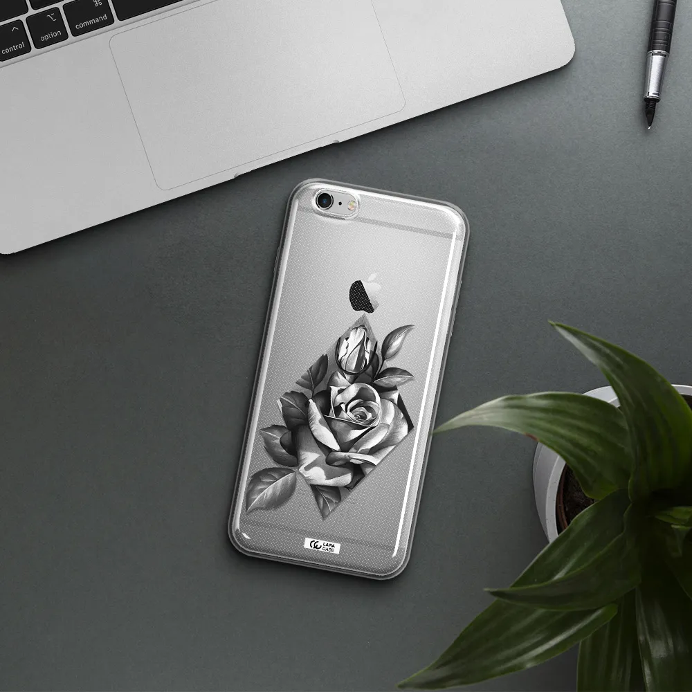 a drawing of a rose Apple iPhone 6 s plus Clear TPU Case