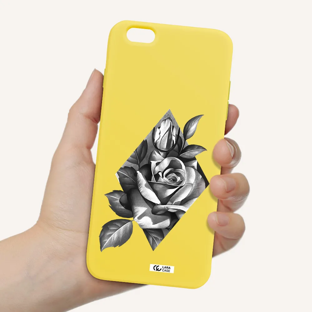 a drawing of a rose Apple iPhone 6 s plus Silicone canary yellow Case
