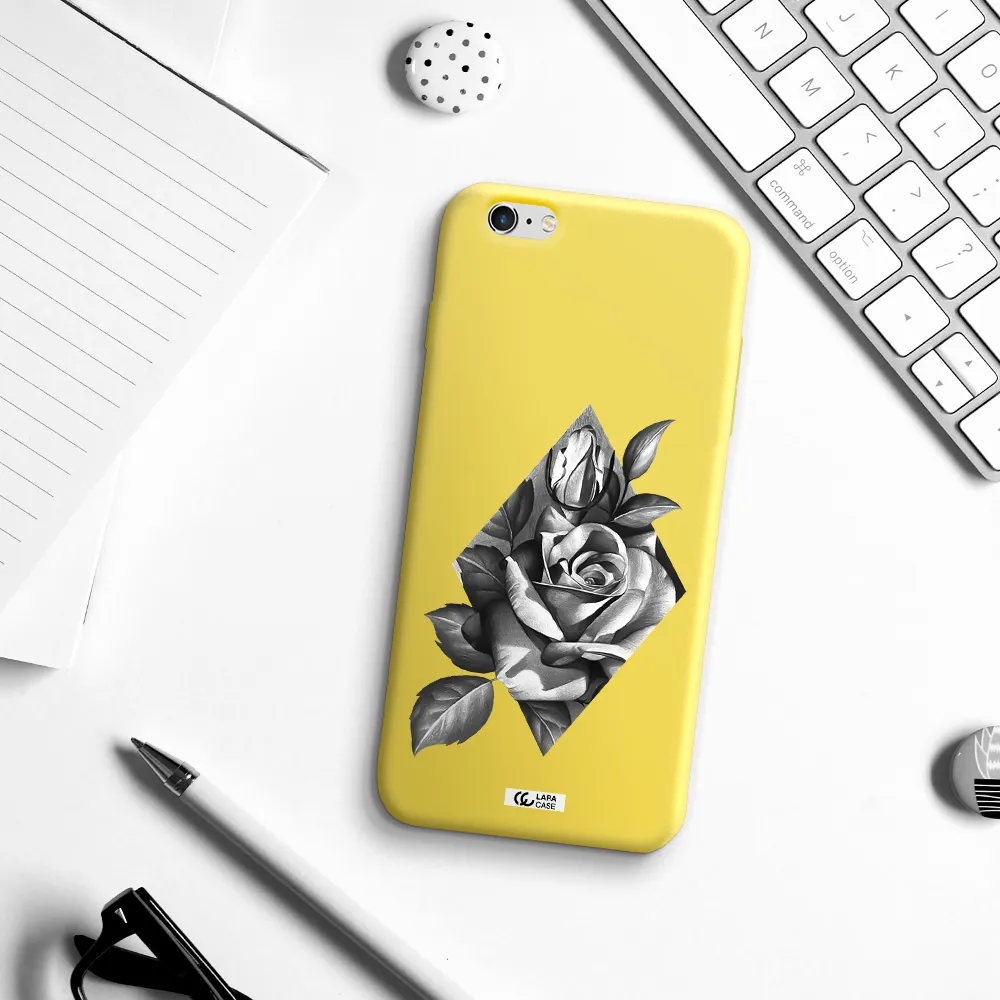 a drawing of a rose Apple iPhone 6 s plus Silicone canary yellow Case