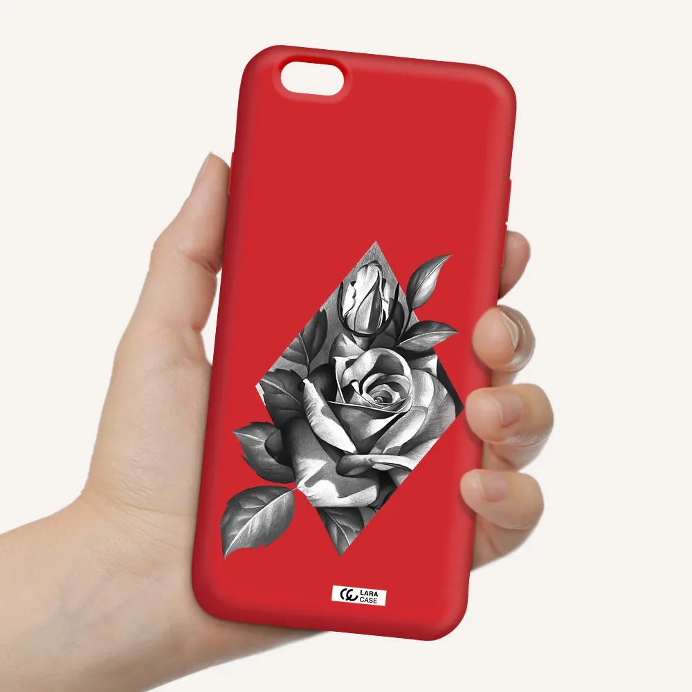 a drawing of a rose Apple iPhone 6 s plus Silicone Imperial Red Case