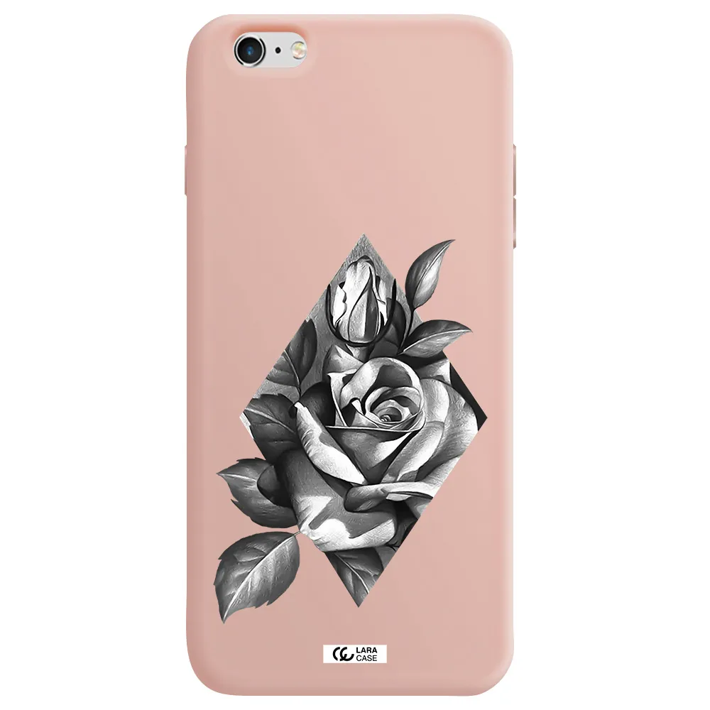 a drawing of a rose Apple iPhone 6 s plus Silicone pastel pink Case
