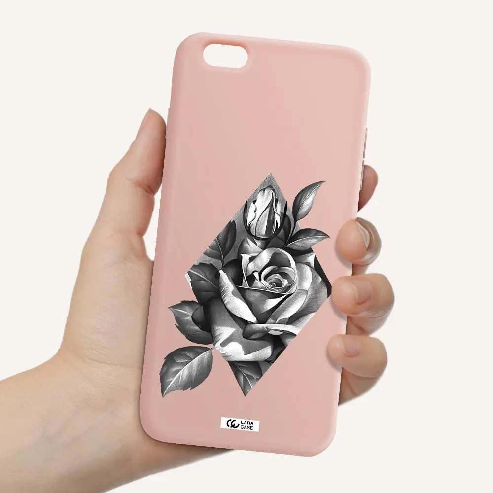 a drawing of a rose Apple iPhone 6 s plus Silicone pastel pink Case
