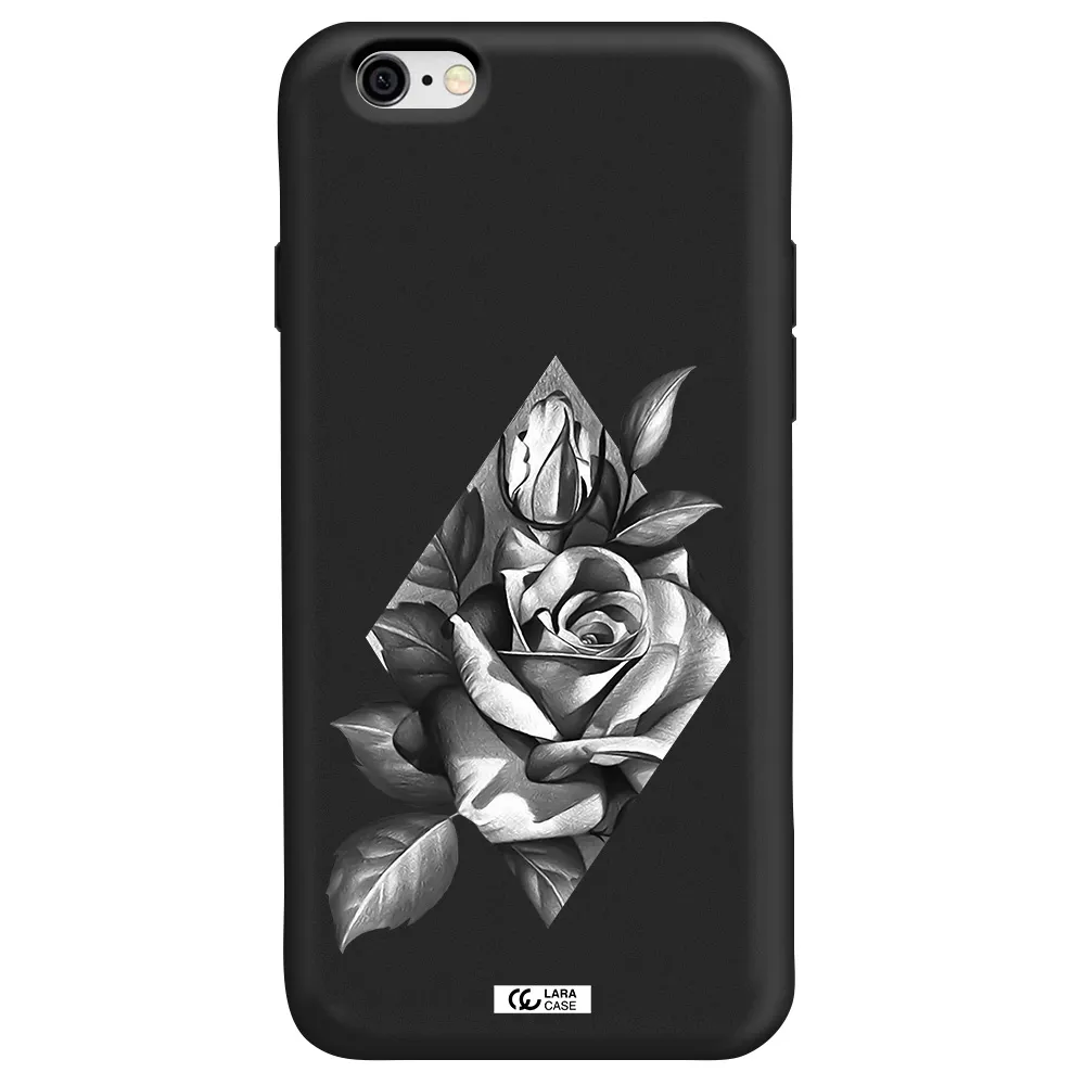 a drawing of a rose Apple iPhone 6 Silicone black Case