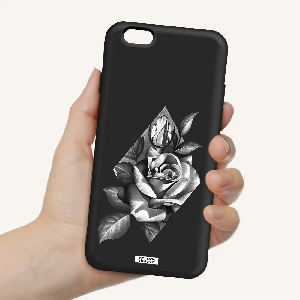 a drawing of a rose Apple iPhone 6 Silicone black Case