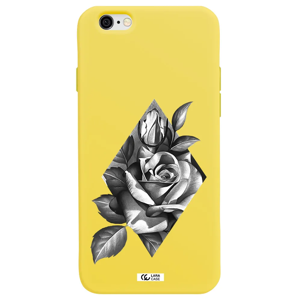 a drawing of a rose Apple iPhone 6 Silicone canary yellow Case