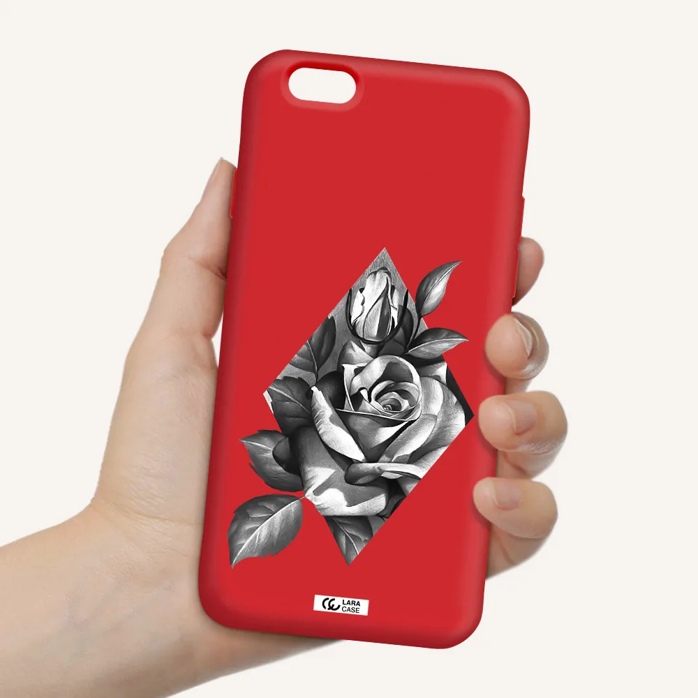 a drawing of a rose Apple iPhone 6 Silicone Imperial Red Case